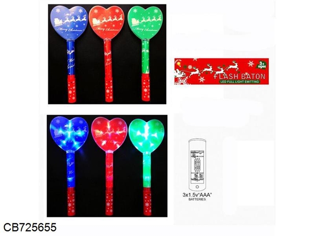 Christmas heart-shaped flash sticks (three patterns light)