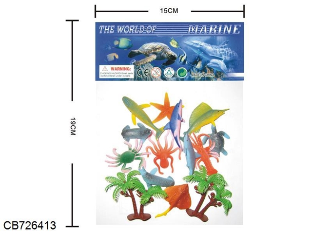 Marine environmental protection soft animal (twelve marine animal + tree)