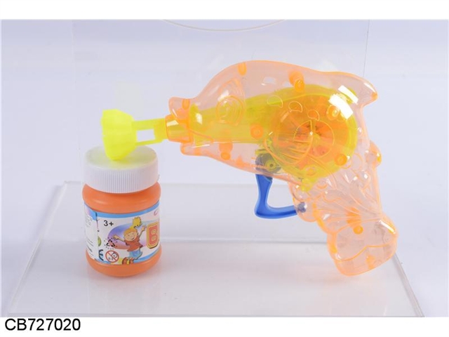 Transparent inertia dolphin bubble gun with light