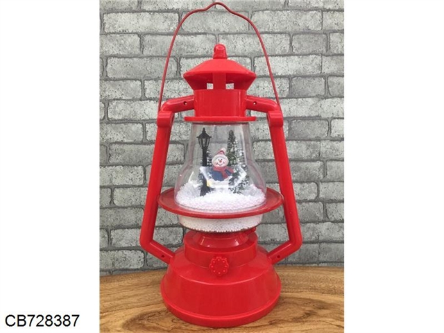 31cm red lantern + rotary Christmas Snowman