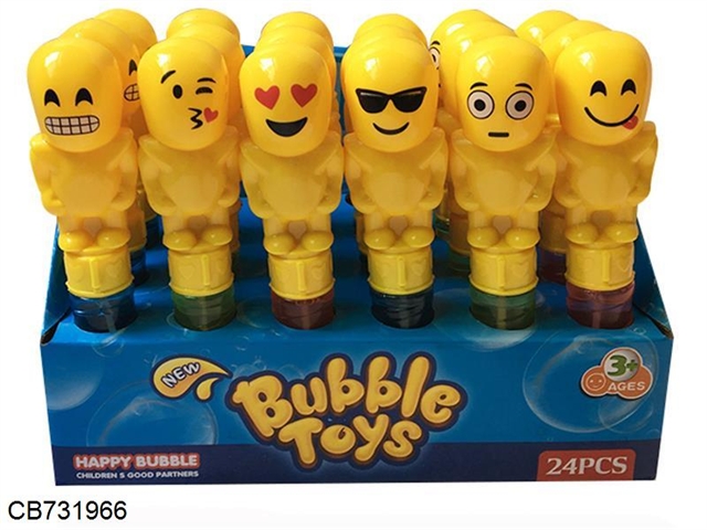 Smiley bubble wand 6 mixed 24 / 26ML/ bottle display box