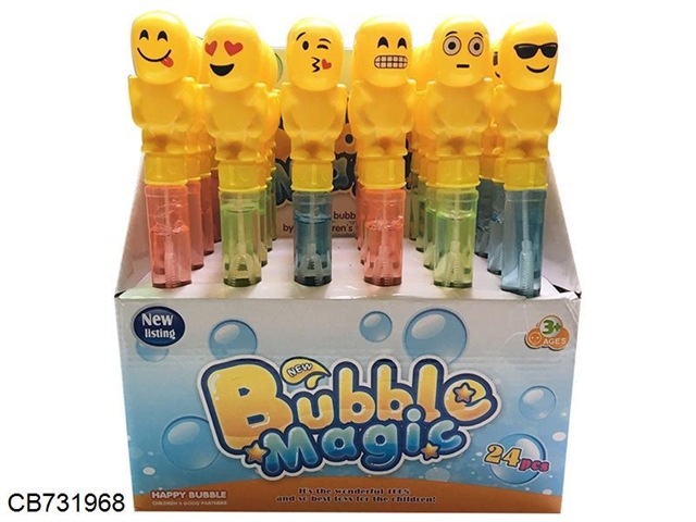 Smiley bubble wand 6 mixed 24 / 80ML/ bottle display box