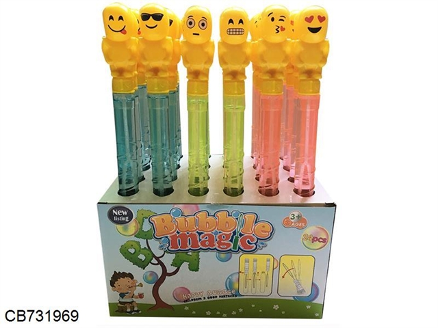 Smiley bubble wand 6 mixed 24 / 120ML/ bottle display box