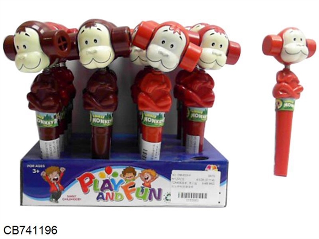 Shakes head with a whistle monkey bubble stick 16 / display box