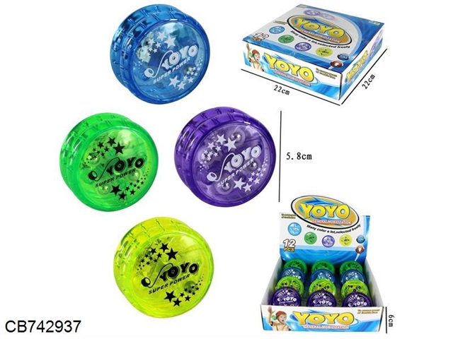 Double clutch yoyo ball with light 4 colors mixed 12 / display box