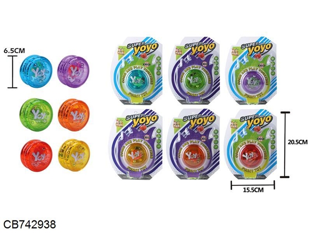 Double bearing colorful yoyo ball with light 6 colors mixed