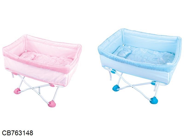 Portable folding baby bed red / blue