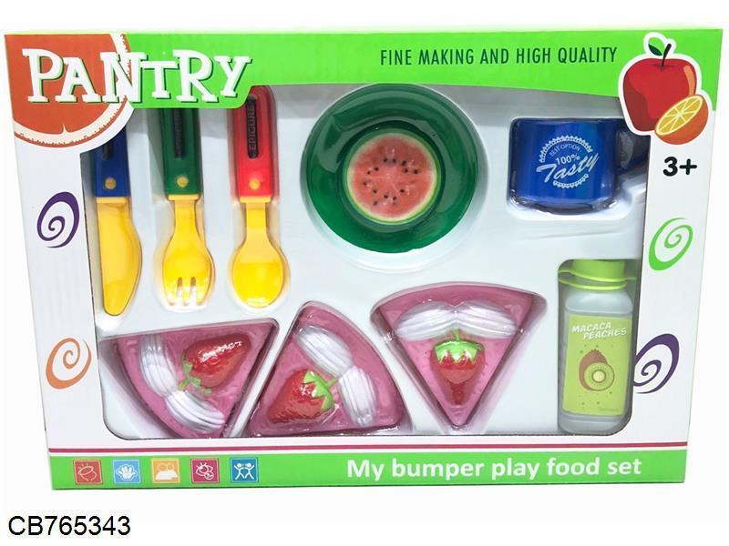 Strawberry cake cutting music and tableware suit single