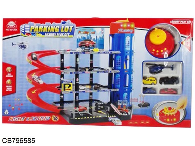 Electric Lighting Music Multilayer Parking lot with 4 Alloy Cars and 1 Alloy Aircraft