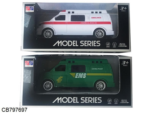 Car model (2 color mix of ambulance and postal vehicle)