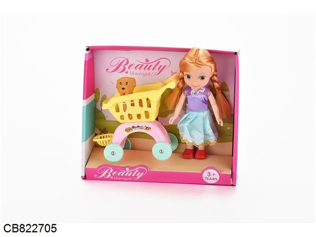 Barbie doll shopping cart and pet combination