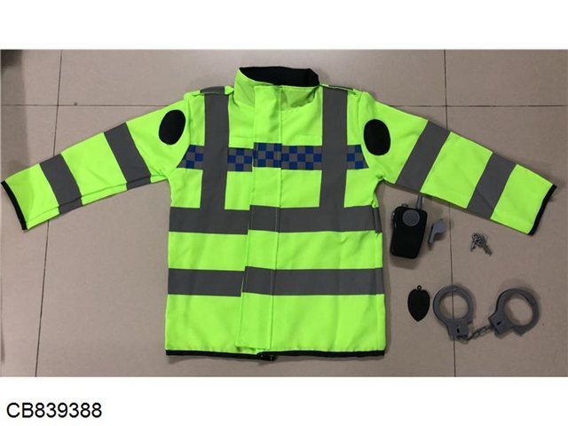 Long sleeve green police suit with music walkie talkie