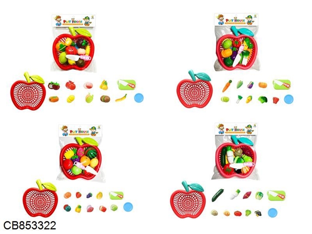 Four educational toys apple basket fruits and vegetables four