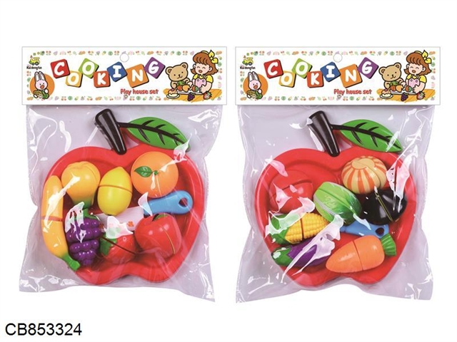 Cut educational toys apple plate fruits and vegetables two