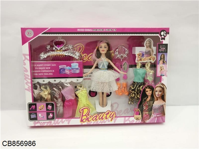 9-inch solid Barbie (multi color mixed clothes)