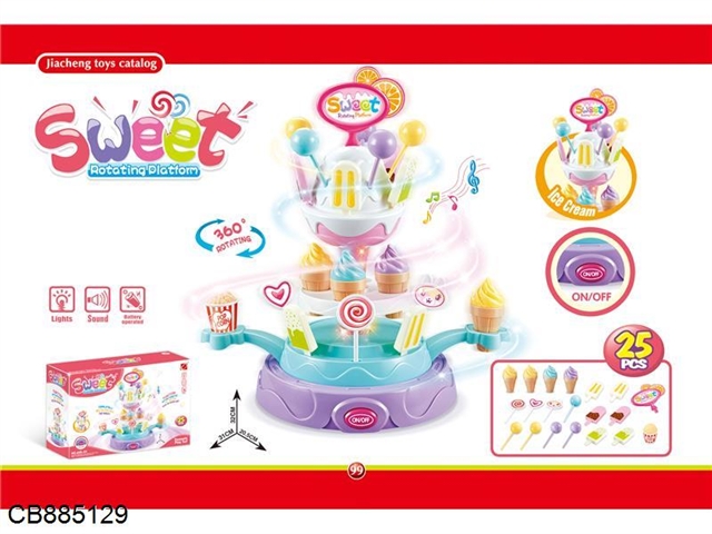 Rotating candy set / with light and music, rotating, 3 AA without battery
