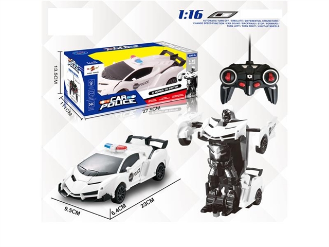 1: 16 remote control one button deformation simulation car (police car) 27 frequency non packet five way white