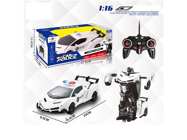 1: 16 remote control one button deformation simulation car (police car) 27 frequency packet power five way white