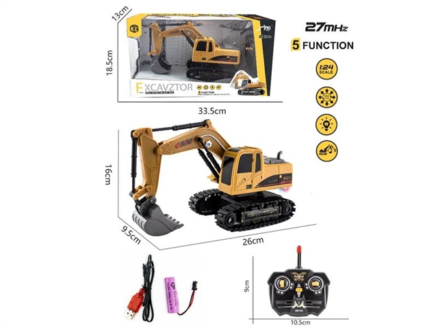 1: 24 27MHz five way light remote control crawler excavator