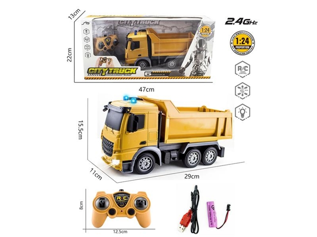 European 1:24 six way lighting remote control 2.4G frequency matching dump truck