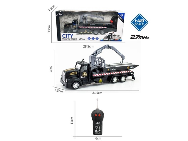 1: 48 Ertong alloy long head remote control traffic rescue flat car