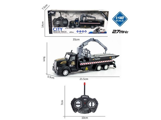 1: 48 four way alloy long head remote control traffic rescue flat car