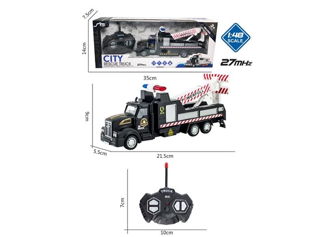 1: 48 cross alloy long head remote control traffic rescue Trailer