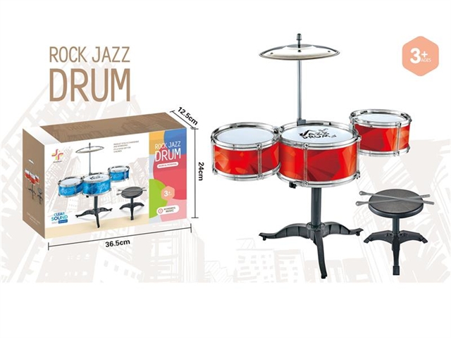 Flame red three drum childrens jazz drum