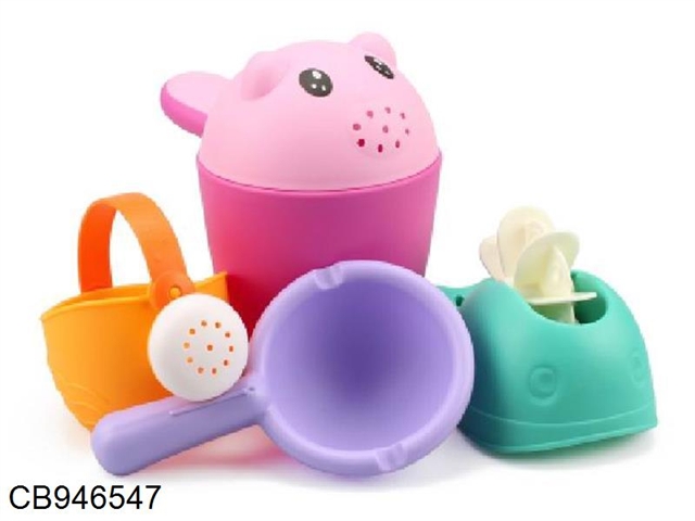 Soft rubber beach pig bucket 4-piece set