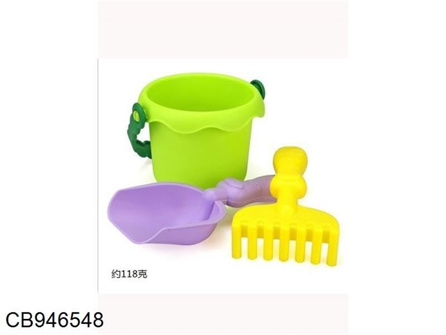 Soft rubber beach bucket 3-piece set