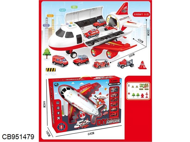 Fire fighting storage aircraft with lights and music, with 6 cars and maps
