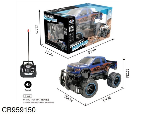 1: 14 Ford F150 pickup 4-way off-road remote control vehicle / blue