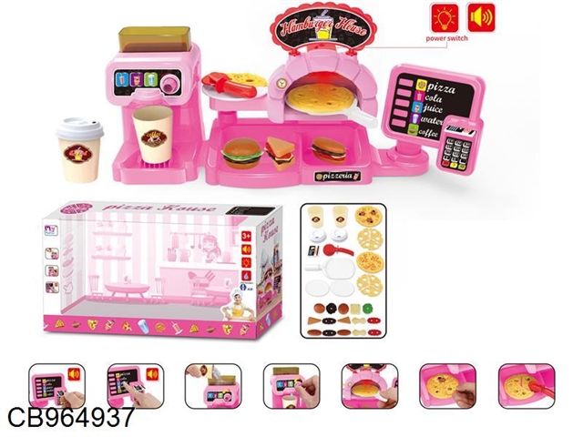 Pink ordering machine with pizza coffee machine set
