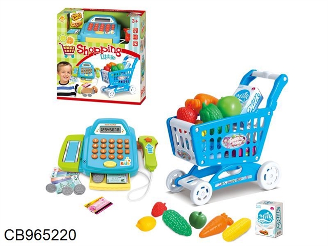 Boys cash register + shopping cart (light 2 tablets, no package 5)