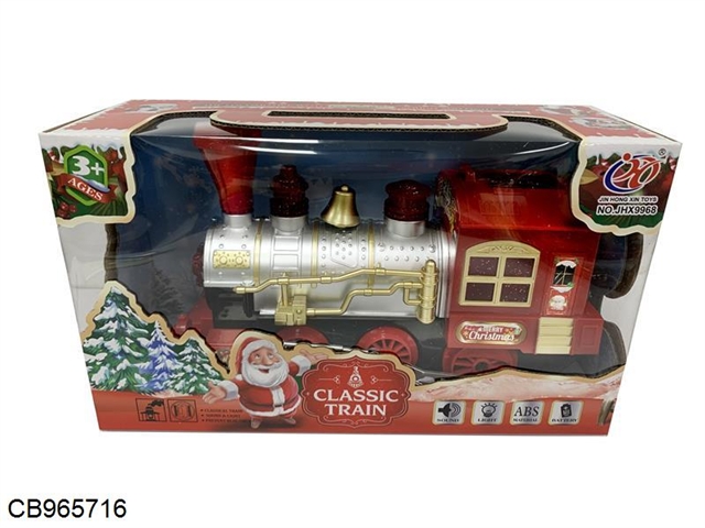 Electric universal light music smoke Christmas locomotive (red)