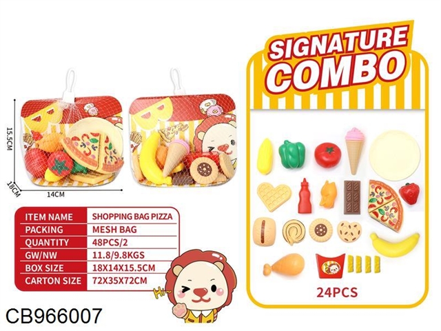 Shopping bag family pizza fast food set