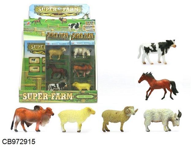 Solid farm animals (6 mixed packages) (12 small boxes / display box)