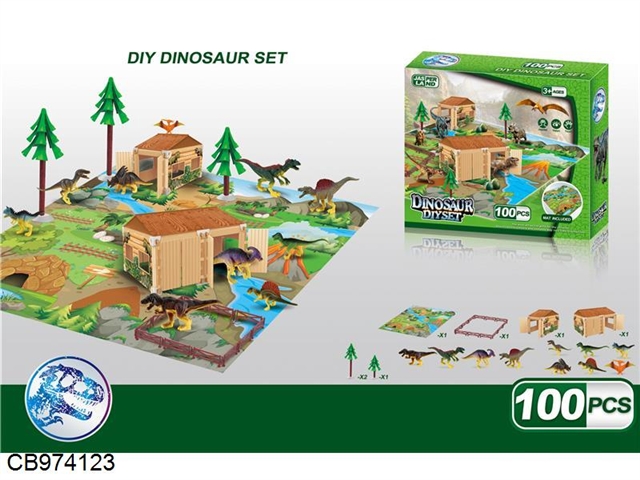 DIY single room + two dinosaur houses + carpet