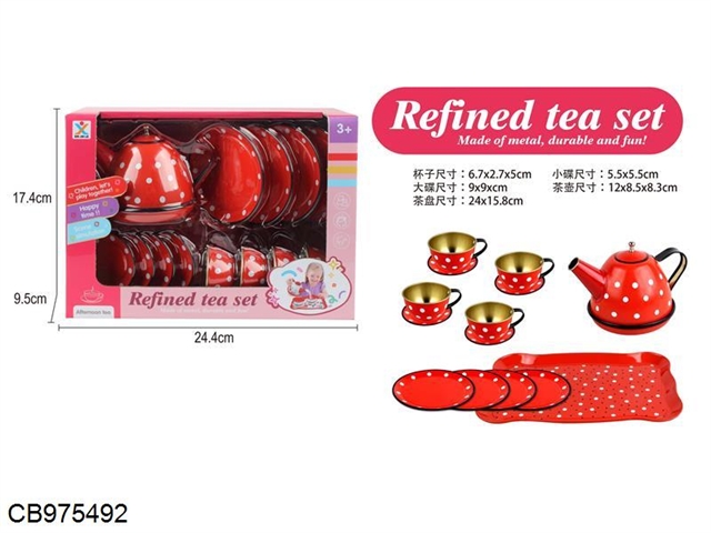Household tinplate big red dot tea set