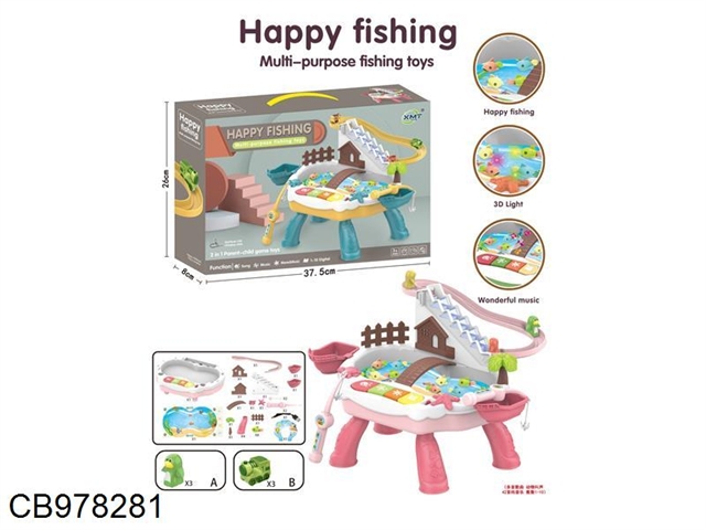 Electric fishing platform multi-functional Penguin climbing stairs and playing in the water fishing pool