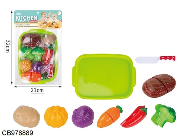 A 13 piece set of fruit and vegetable cutting music