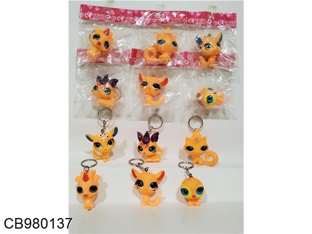 1 plastic lined animal key chain, 7 types can be mixed