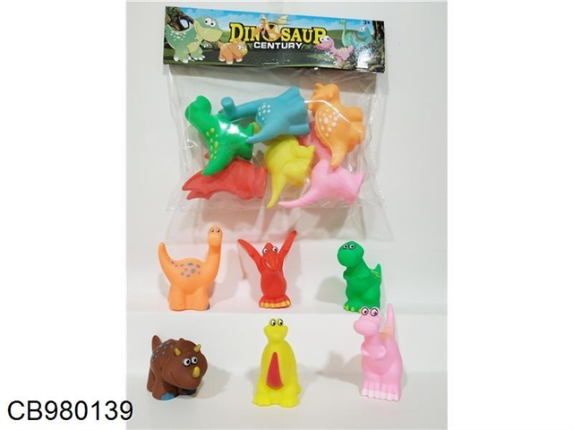 6 enamel dinosaurs with BB whistle multicolor mix