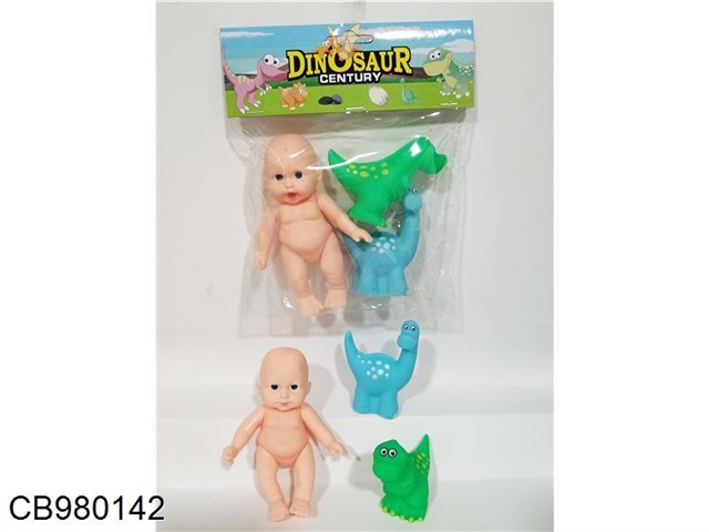 1 expression baby, 2 enamel dinosaurs with BB whistle
