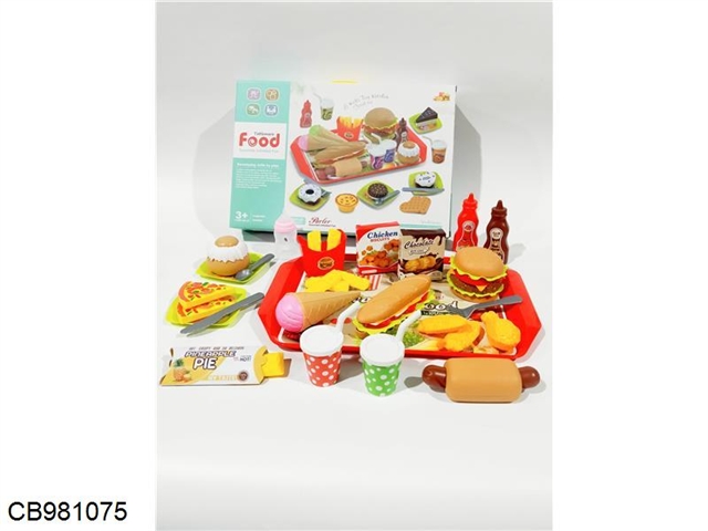 Hamburger cake and other food sets