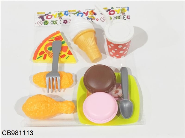 Ice cream pizza and other food sets