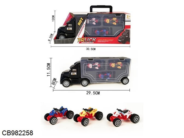 Portable gift box container sliding container truck towing 3 sliding beach motorcycles
