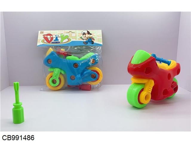 Puzzle disassembly and assembly cartoon motorcycle racing car (two color mixed)