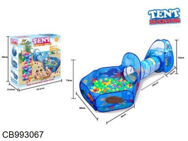 Three channel animal and ocean world tent with 100 balls