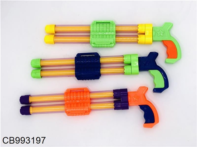 Double tube water gun (green / orange / blue)